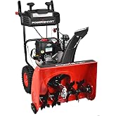 PowerSmart Gas Snow Blower, 24-Inch Self-Propelled 208cc B&amp;S Engine, 120V Electric Start, 13-Inch Snow Tires, Handle Warmer, 2-Stage Snow Blowers with LED Lights