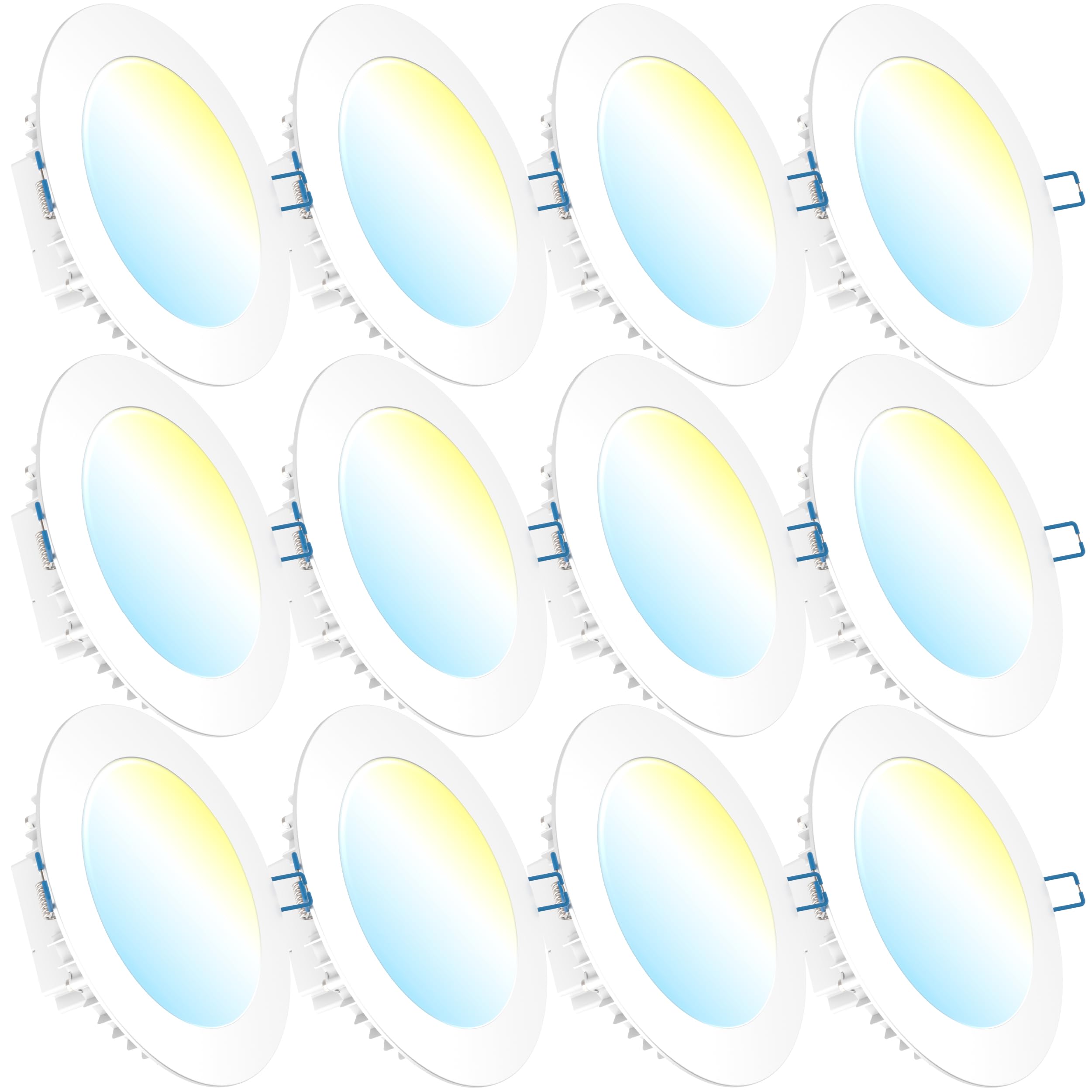 Photo 1 of Sunco 12 Pack 6 Inch Ultra Thin LED Recessed Lighting Ceiling Lights Slim, Selectable CCT 2700K/3000K/4000K/5000K/6000K, 10W, Damp Rated, Dimmable Canless Integrated Junction Box, ETL.
