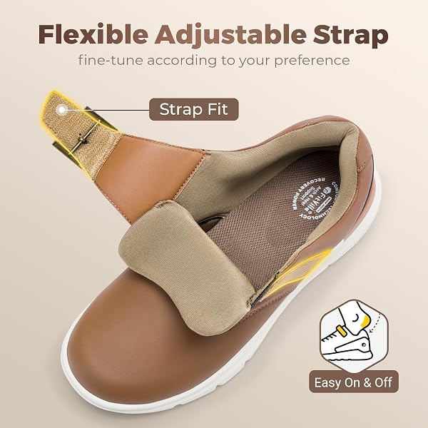 FITVILLE WIDE WALKING SHOES FOR MEN DIABETIC SWOLLEN FEET WIDE COMFORTABLE CASUAL DRESS SHOES FOR MEN WITH ADJUSTABLE STRAP BROWN