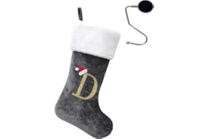 infleesh 20 Inches Monogrammed Christmas Stockings with Letters,Super Soft Christmas Stockings Large Monogram Stockings Red Letter Stockings for Christmas Holiday Xmas Gift…