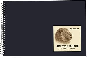 DagouColor Sketch Book, 1 Pack, 50 Sheets (100 Pages), A4 Acid-Free Art Drawing Paper, 140GSM Spiral Sketch Pad for Beginning