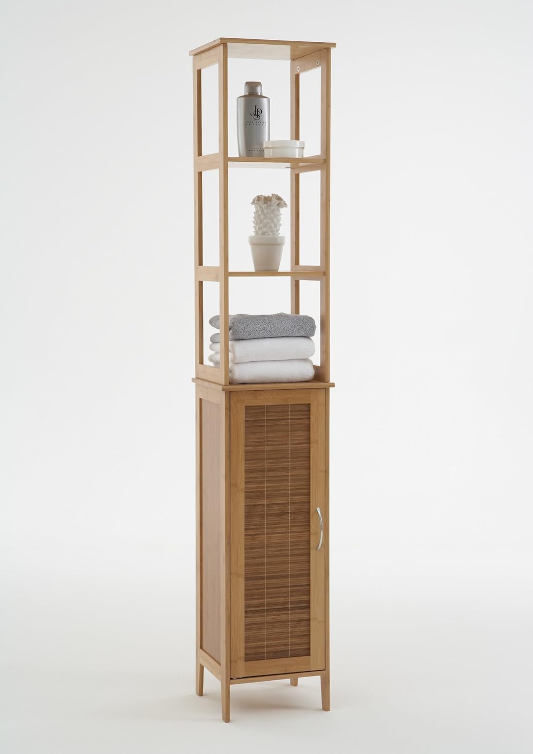 BALLA Tallboy Slimline Bathroom Unit in Solid Bamboo Amazon.co