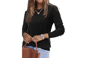 Arach&Cloz Women's Wool Blend Classic Crew Neck Casual Fall Sweaters