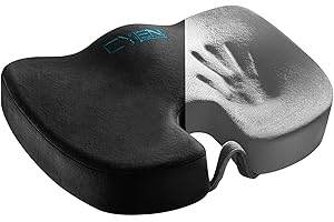 CYLEN Home Office Seat Cushion - Comfort Memory Foam Chair Cushion with Cooling for Tailbone, Coccyx, Back & Sciatica Pain Relief (Black)