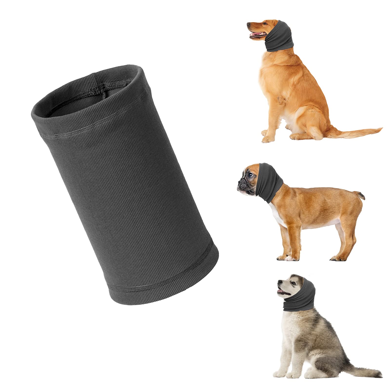 AosBet Dog Snood for Dog Neck and Ears Warmer, Pet Anxiety Relief, Grey, Large, 20 x 15 cm/7.8 x 5.9 inches