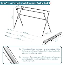 JAUREE 63 Inches Clothes Drying Rack, Drying Rack