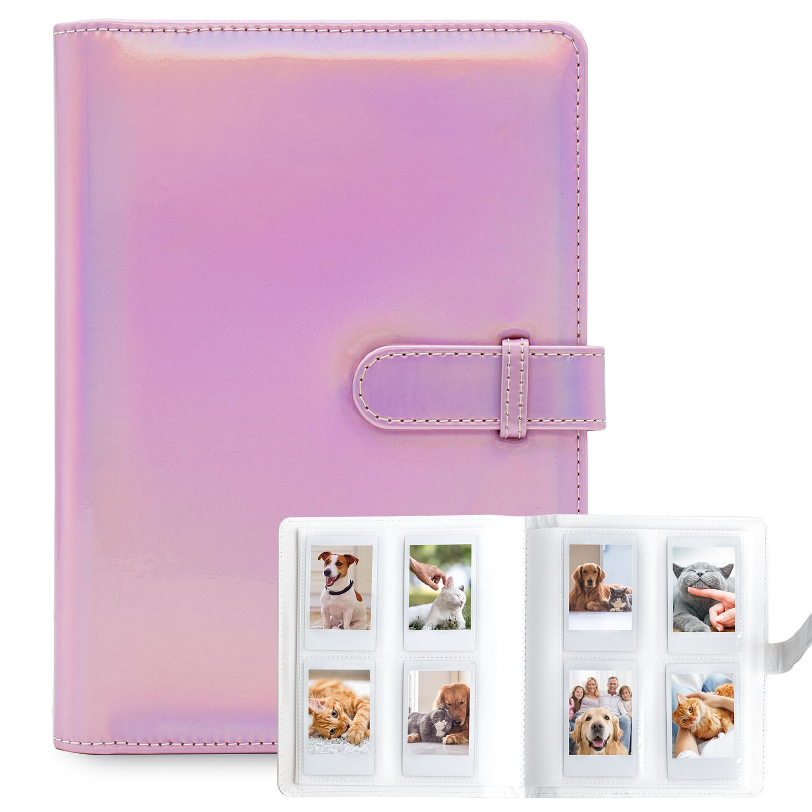 Amimy 256 Pockets Photo Album for Fujifilm Instax Mini LiPlay 11 12 90 70 50S 26 25 9 8+ 8 7S Instant Camera, Photocard Binder Holder for Polaroid Instant Camera Printer (Magic Pink)