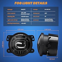 KARSAM 4 Inch Round LED Fog Lights for 2007-2018