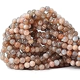 CHEAVIAN 60PCS 6mm Natural Orange Moonstone Gemstone Round Loose Beads for DIY Bracelet Necklace Earrings Jewelry Making 1 String 15 Inches