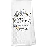 Voatok Christian Kitchen Towels, Christian Gifts for Women Dish Tea Towels for Kitchen Decor, His Mercies are New Every Morning Bible Verse Decor Hand Towels for Bathroom, 16x24 Inches