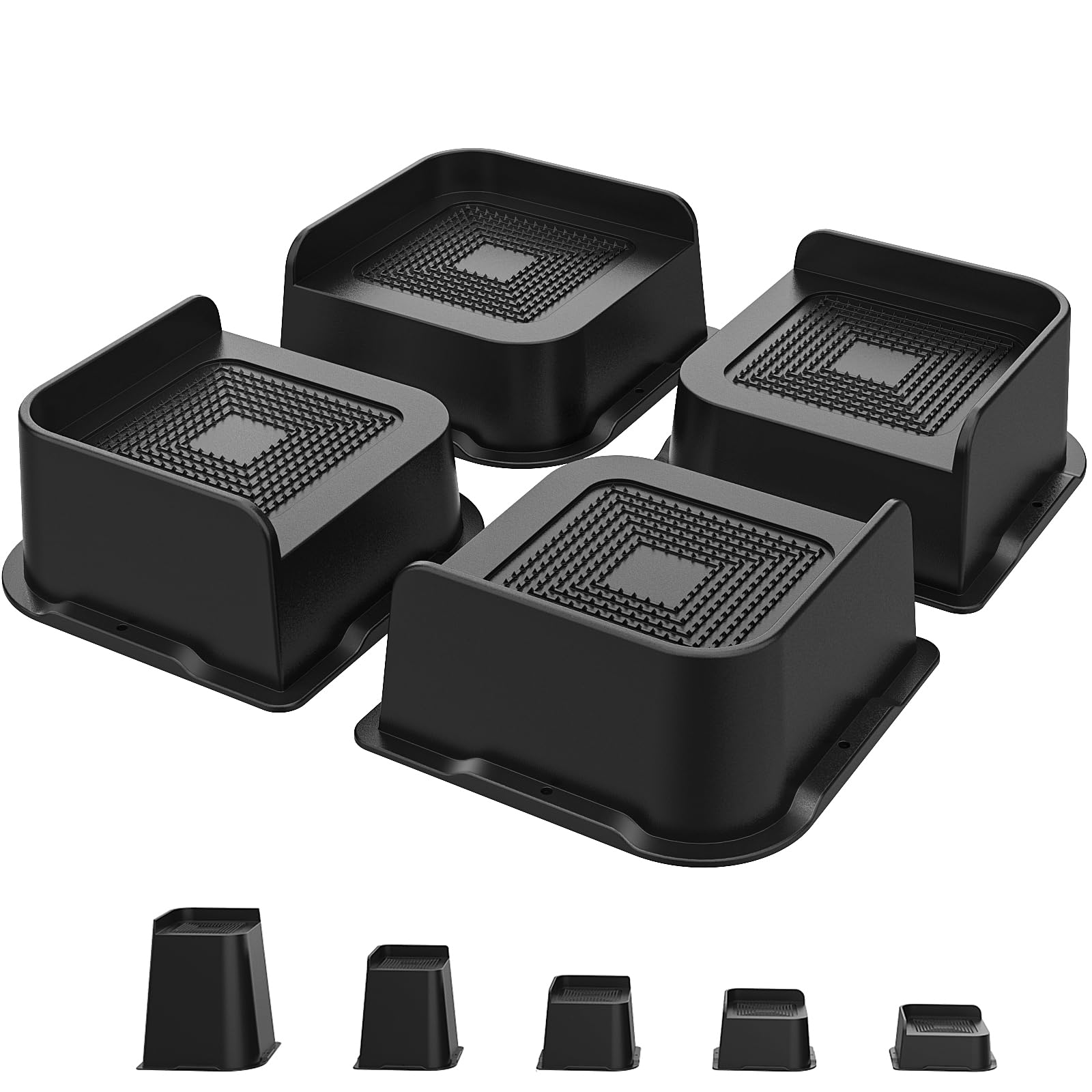 USION Bed Risers - Furniture Risers Heavy Duty Desk Riser Blocks 2 inch, Up to 6000 Lbs -L shaped Design Leg Extenders for Couch Table Sofa Chair (4 Pack, 2 inch)