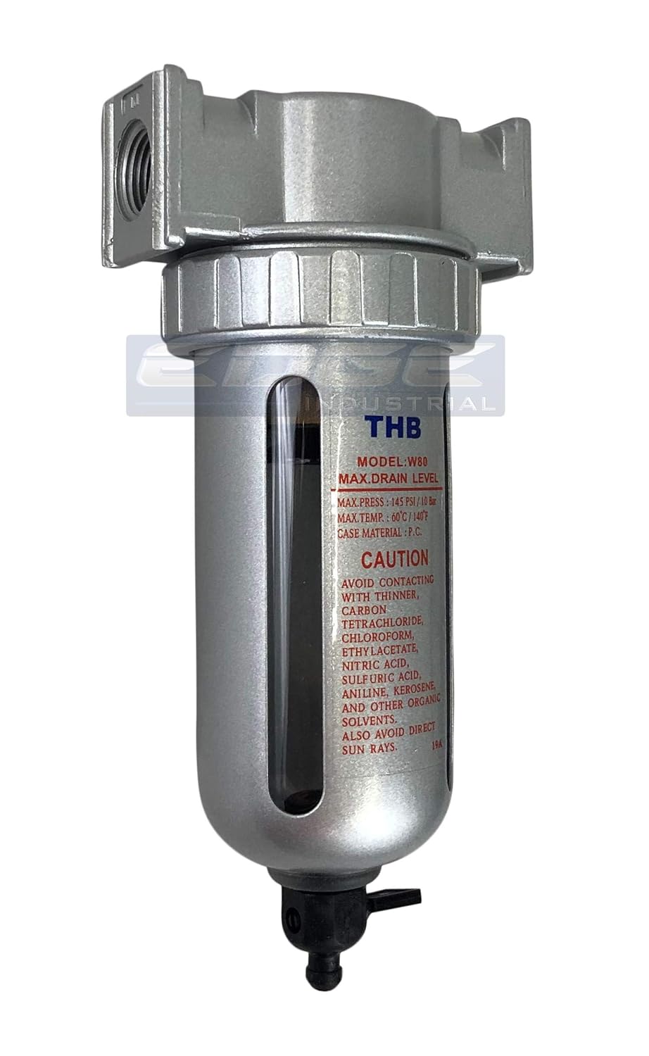 MID FLOW PARTICULATE FILTER/WATER TRAP FOR AIR COMPRESSOR COMPRESSED