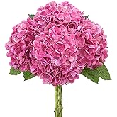 LINSIE 4Pcs Realistic Rose Pink Hydrangea Artificial Flowers with Stems 19.68 Inch Latex Faux Hydrangeas Flower Real Touch Large Hydrangea for Weddings Bouquets Table Centerpieces Home Decor Party
