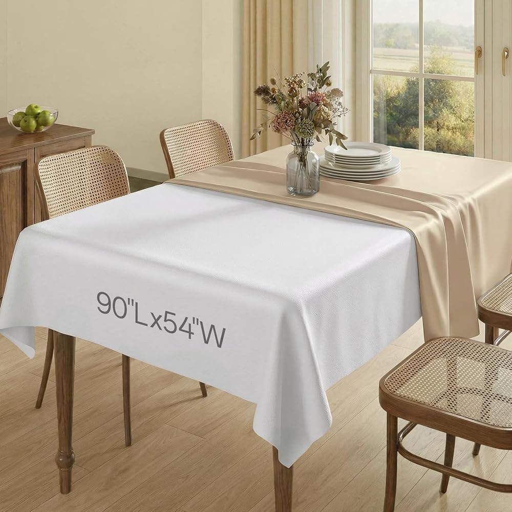 Heavy Duty Table Protector Pad with Flannel Backing for Dining Room, Waterproof Vinyl Tablecloth Easy to Clean &amp; Trim, Scratc