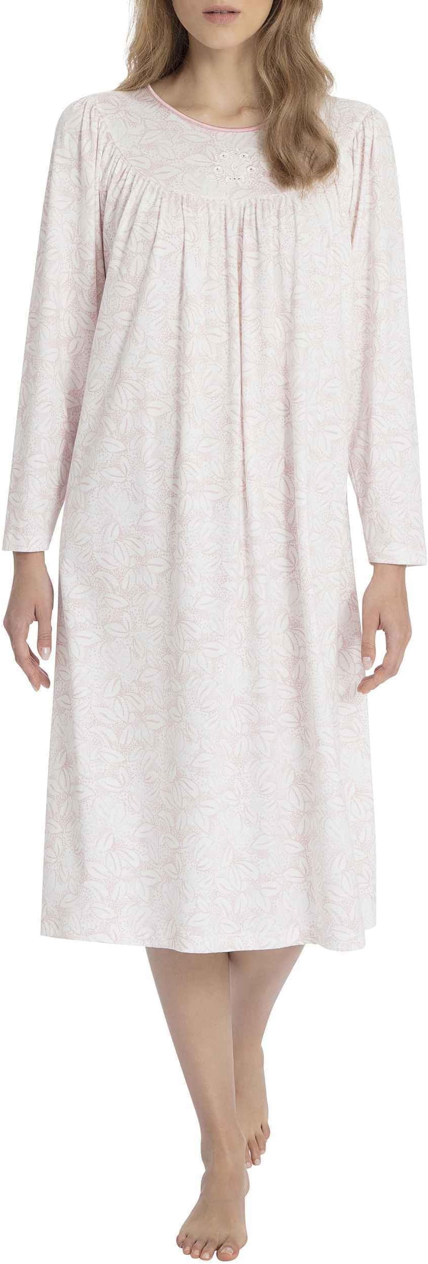 Cotton Nightgowns - Long Sleeve Knit Gown in Rose Garden