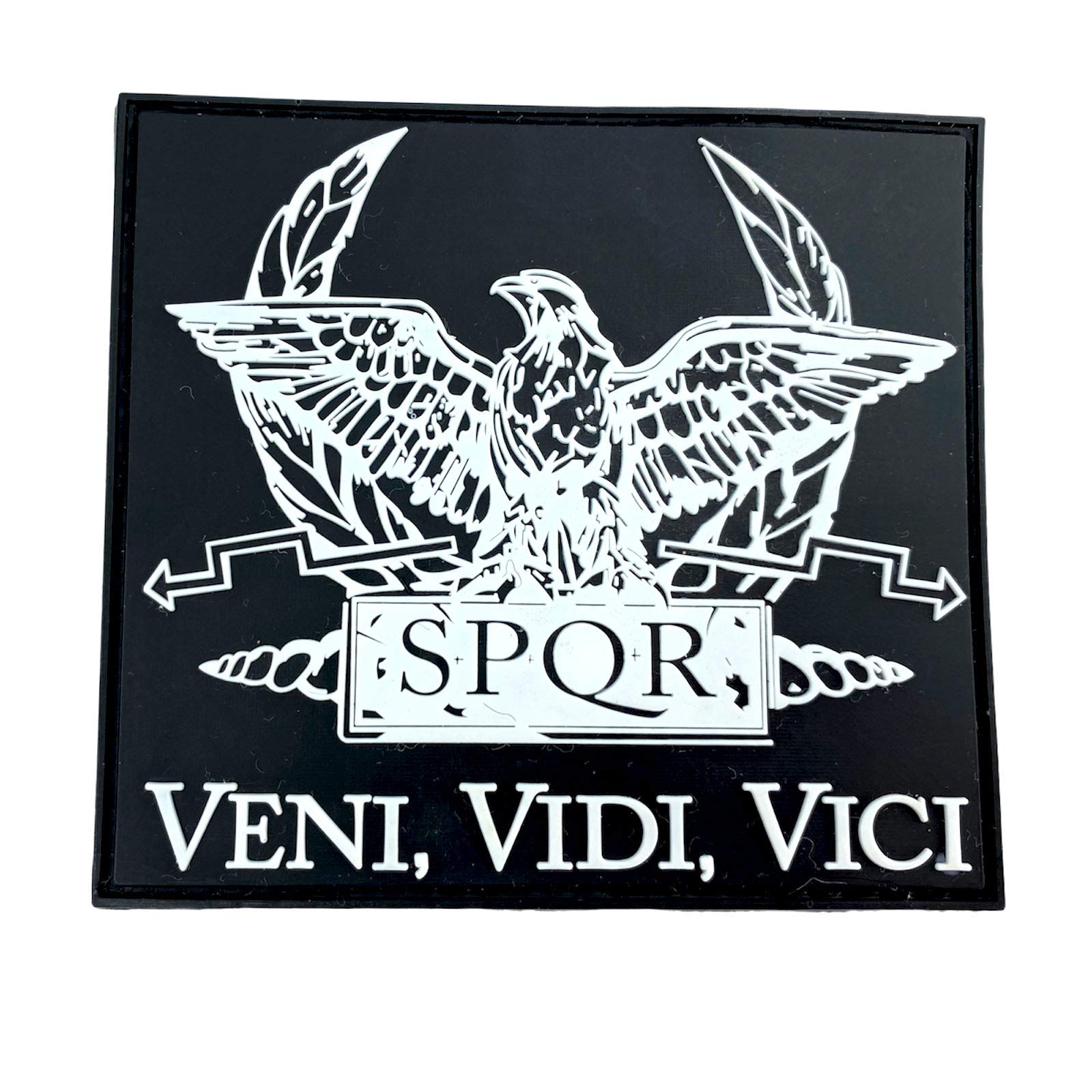 SPQR Ancient Roman Republic Veni Vidi Vici PVC Airsoft Paintball Patch (White)
