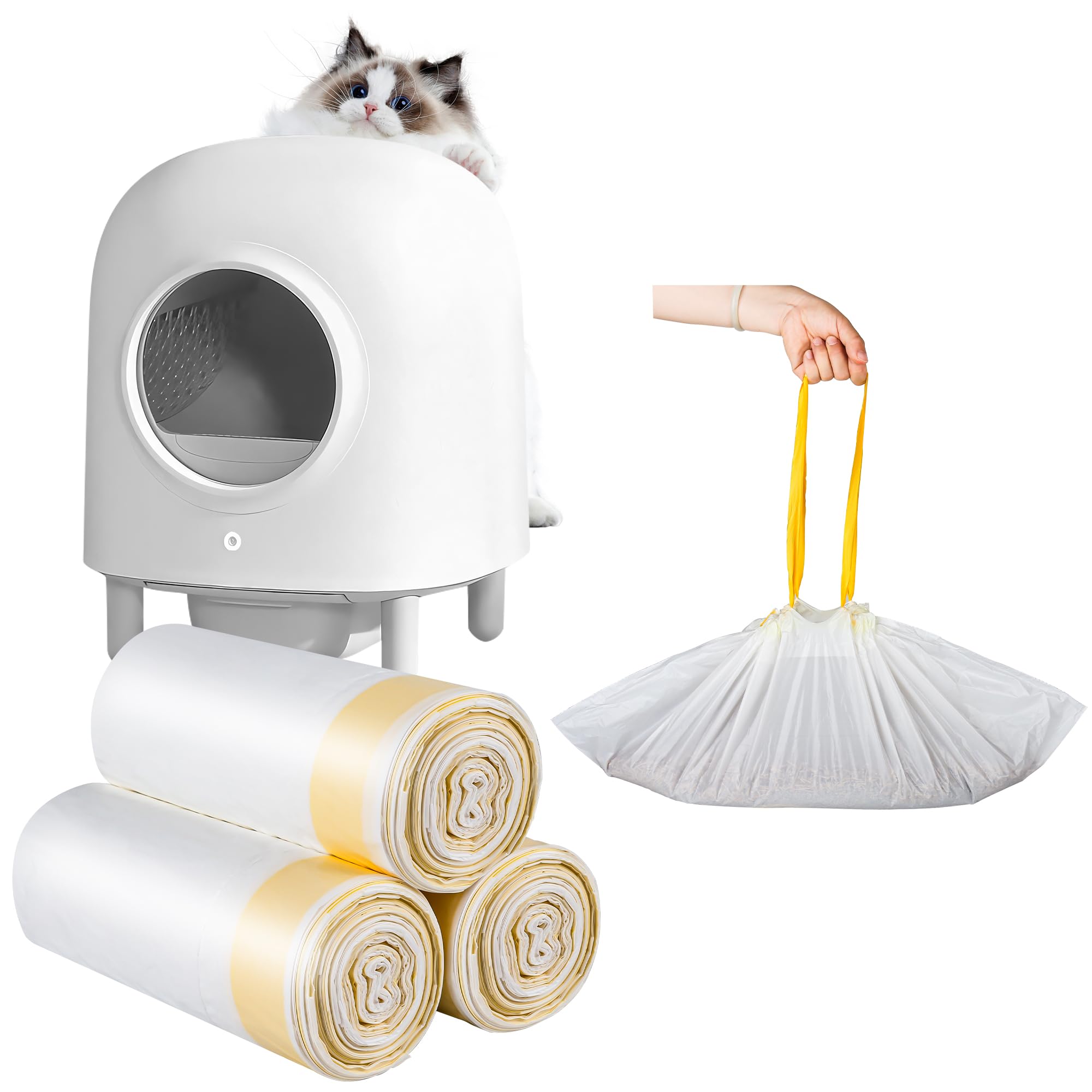 Photo 1 of 60 Count Cat Litter Pan Liners - Super Thick, Heavy Duty 29.6"X12.6" Cat Litter Bags, Unscented, Compatible With Cleanpethome Self-Cleaning And Automatic Litter Boxes