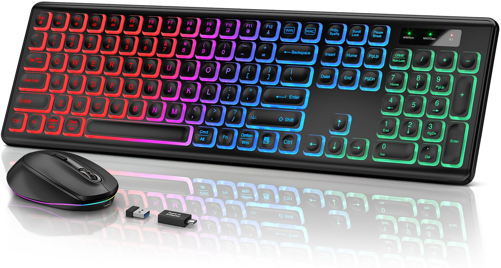 SABLUTE Wireless Keyboard and Mouse Backlit, Quiet Light Up Keys, Tilt ...