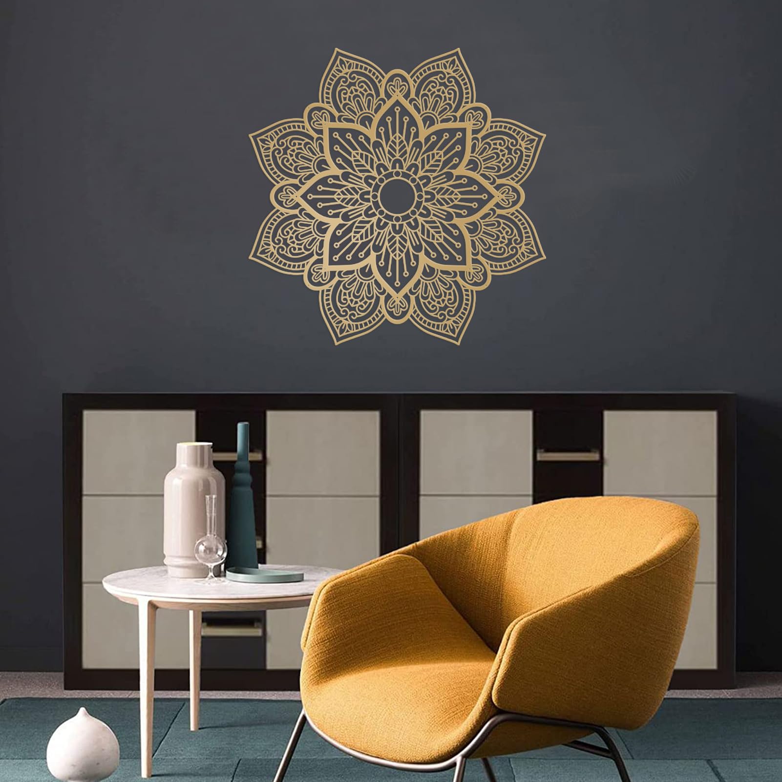 Resama Large Metal Round Mandala Wall Decor, Unique Lotus Flower Wall Art for Living Room Bedroom Bathroom Corridor Home room and Office decoration