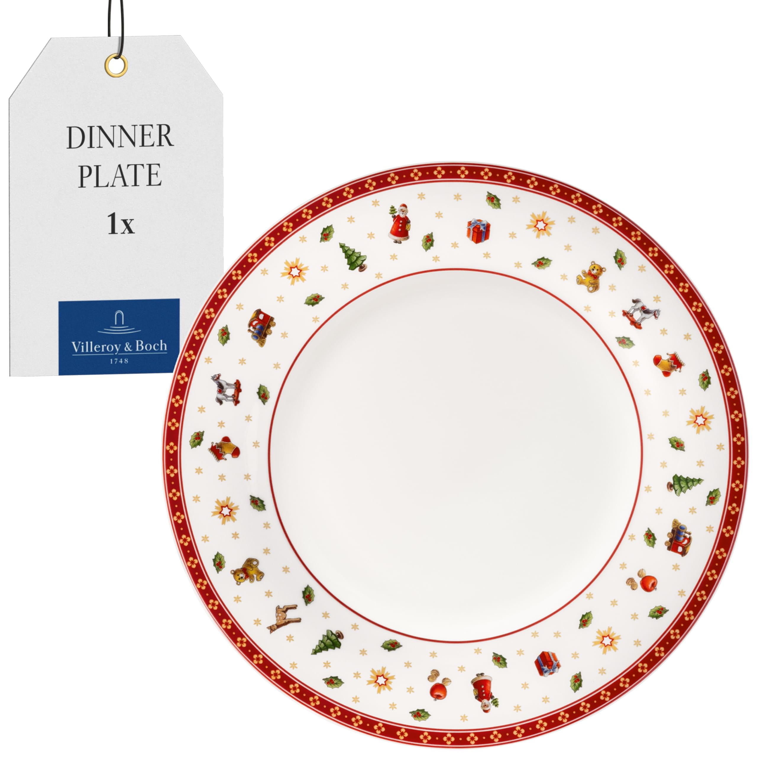 Villeroy & Boch - Toy's Delight Specials Dinner Plate Red and White, Dishwasher Safe, Microwave Safe, Plate, Tableware, Dinnerware Xmas, Christmas, Premium Porcelain