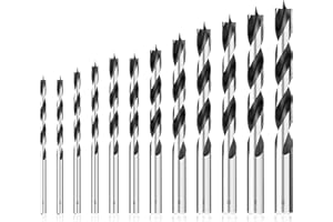 MACXCOIP Metric Brad Point Wood Drill Bit Set, 12Pcs Drill Bit Set with Double Flutes Design for Carpenter Woodworking and All Types of Wood (3mm - 12mm)