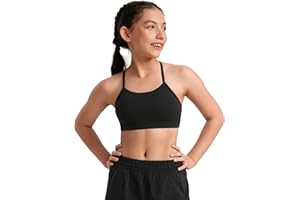CRZ YOGA Girls Butterluxe Y Back Sports Bra - Yoga Athletic Casual Tops Scoop Neck Spaghetti Strap Padded Crop Kids Teen