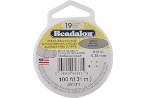 Beadalon 19 Strand Stainless Steel Bead Stringing Wire, .015 in / 0.38 mm, Bright, 100 ft / 31 m