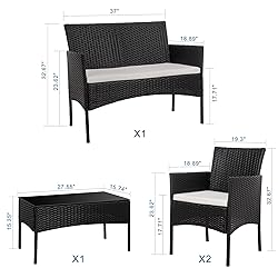 Shintenchi 4 Piece Outdoor Patio Furniture