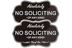 Absolutely No Soliciting of Any Kind Signs,(2 Pack) RAMIEYOO Designer Acrylic Smoke Free Signs,Double Sided Tape,Easy Installation,Great for Home,Buiness,Indoor/Outdoor Use