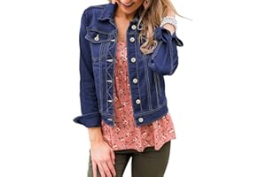 LookbookStore Women's Basic Long Sleeves Button Down Fitted Denim Jean Jackets