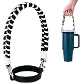 Soledea Water Bottle Handle, Hand-Woven Lanyards Silicone Water Bottle Sling, Carrier, Holder with Strap Compatible 8-40oz Stanley Cup Hydroflask Bottle Accessories-Black