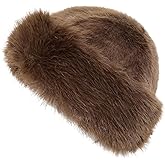 Sdfvsdg Womens Faux Fur Hat Winter Thickened Bucket Hat Warm Faux Fur Hats Plush Mongolian Hats Russian Beret for Women