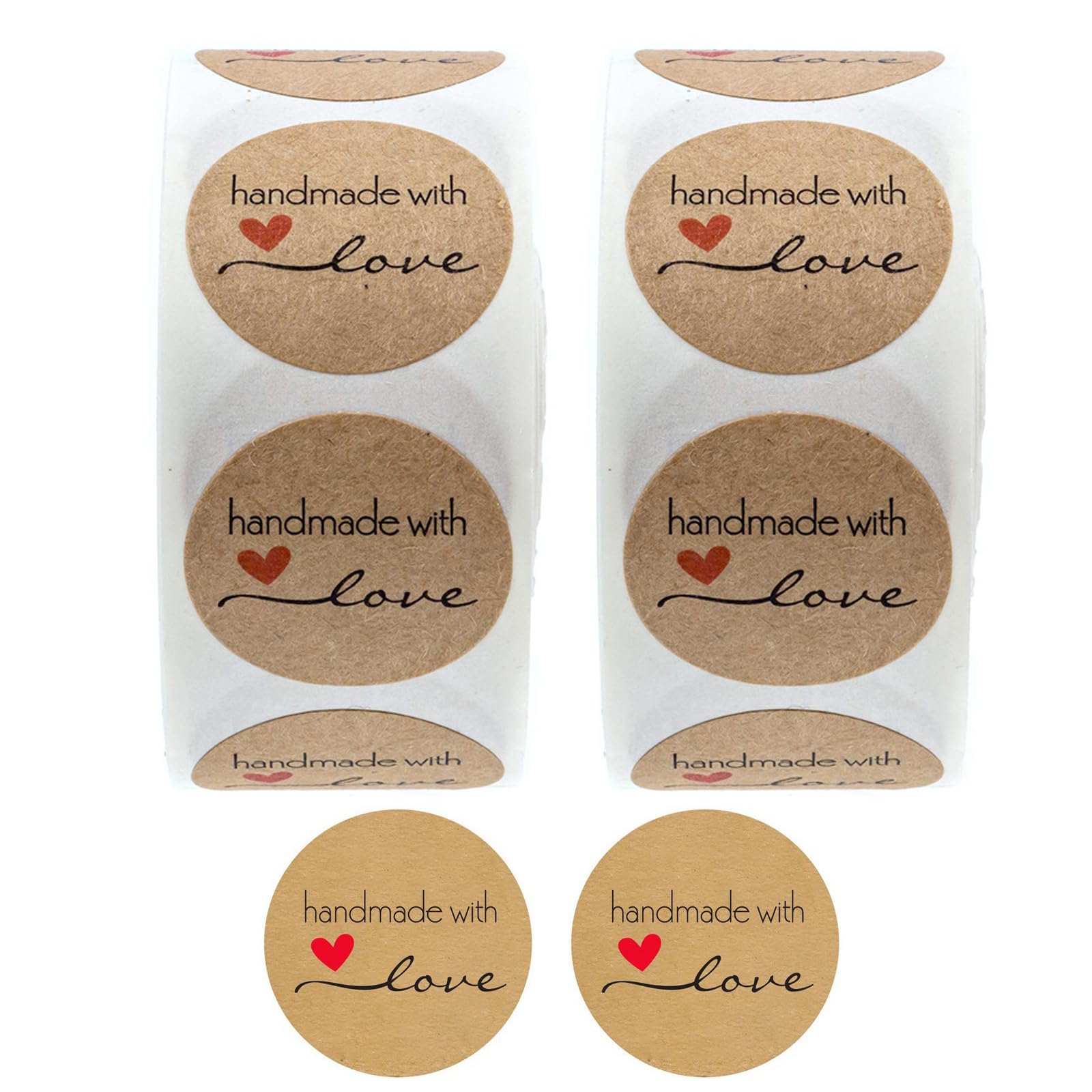 Photo 1 of 1000PCS Homemade with Love Stickers,1 Inch Small Round Kraft Baking Stickers Label Sticker for Baked Goods Packaging Jam, Jelly Jar Canning Bottles,Cookie Bags with Lines (Brown1)