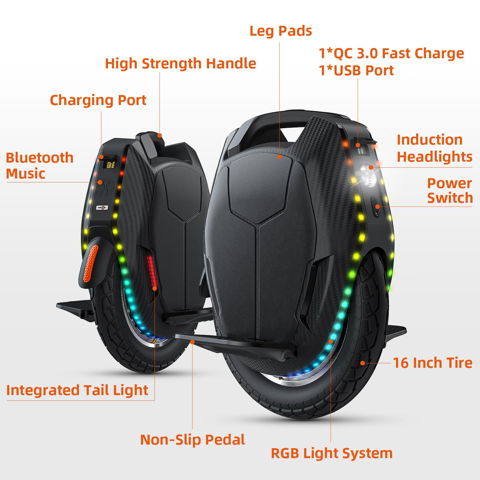 Kingsong 16X Electric Unicycles for Adults,One Wheel EUC 16 Inch, 2200W Powerful Motor Unicycle, 31mph Max Speed with Bluetooth Audio,Mileage Up to 100 Miles,Mountain Climb 35°