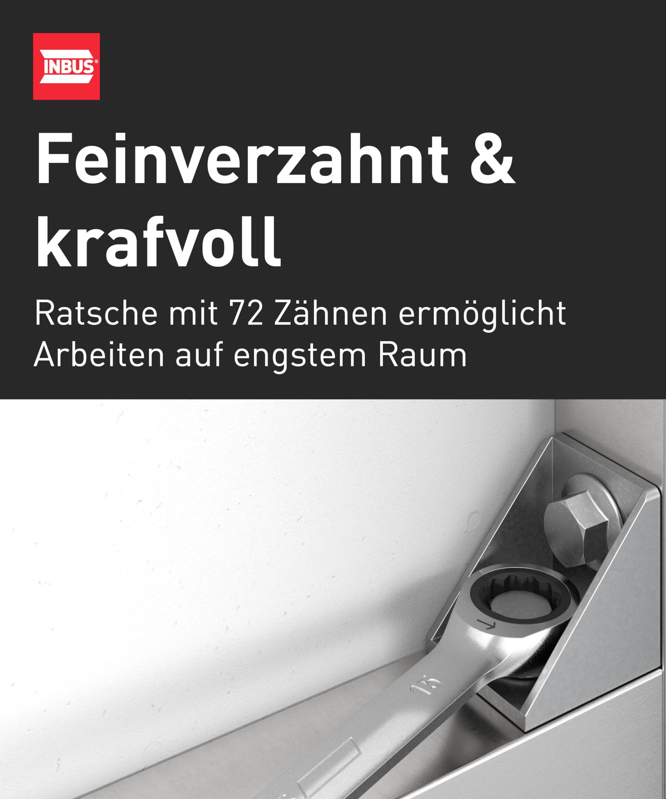 INBUS® 74377 Maul-Ringratschenschlüssel Set 9tlg, 7–19mm 3