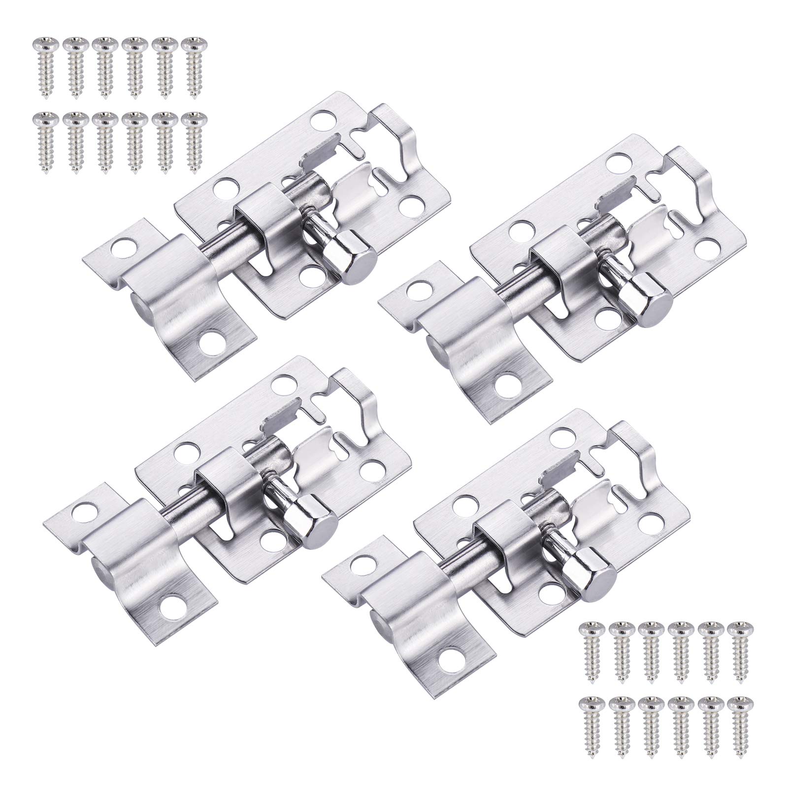 Door Lock Bolt,4 Pack Slide Latch Lock,1.5 inch Door Security Barrel Bolt Latch Slide Door Bolt with Screws for Door Bedroom Chest Cabinet Window Fence