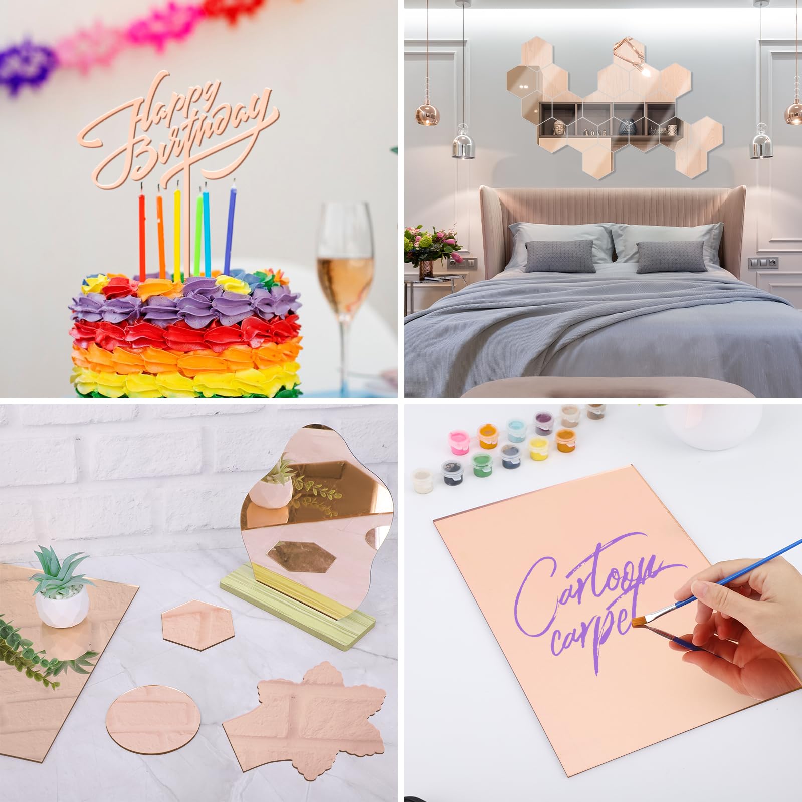 Enoin 2pcs 8 x 12 Inch Rose Gold Acrylic Sheet