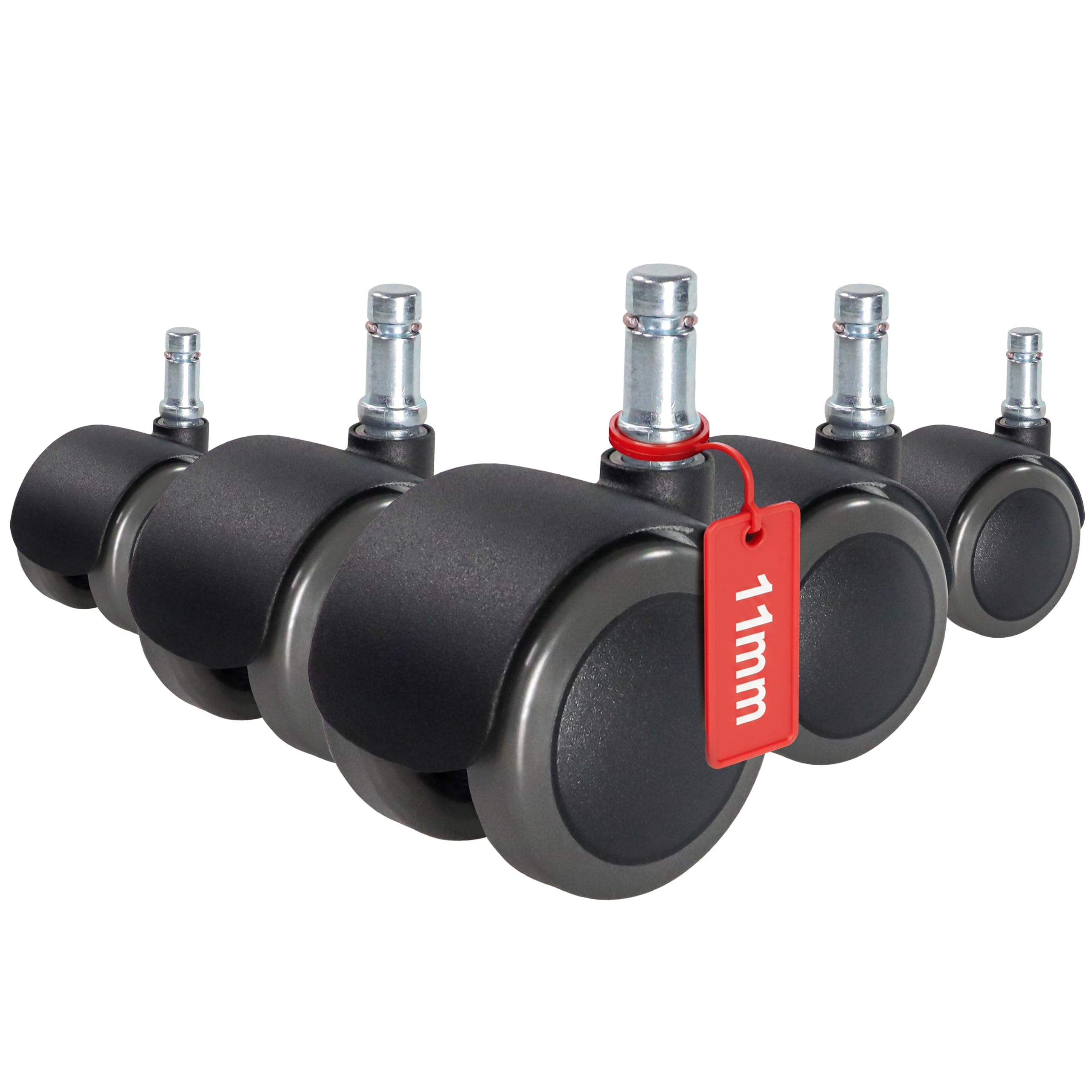 hjh OFFICE Castors for office chairs chair wheels ROLO FIX 11mm/50mm special zinc castors for hard floors black