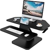 Lubvlook 32 inch Corner Standing Desk Converter, Height Adjustable Sit Stand Desk Riser with Keyboard Tray, Black, GSD76
