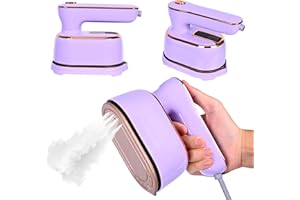 UWILSEE Mini Clothes Travel Steam Iron: Handheld Portable Fabric Clothes Steam Iron Small Handheld Clothes Electric Steam Iron for Dress Shirts Travel, Home College Dormitory Travel Essentials (Purple)