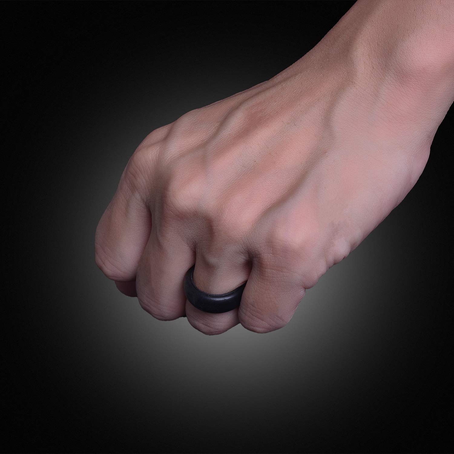 HouNa Silicone Wedding Ring Rubber Wedding Bands for Men & Women 4 Pack 9mm Wide Silver Black Grey Light Grey