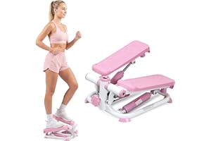 Sunny Health & Fitness Exercise Stepping Machine, Portable Mini Stair Stepper for Home, Desk or Office Workouts (Pink) - P200