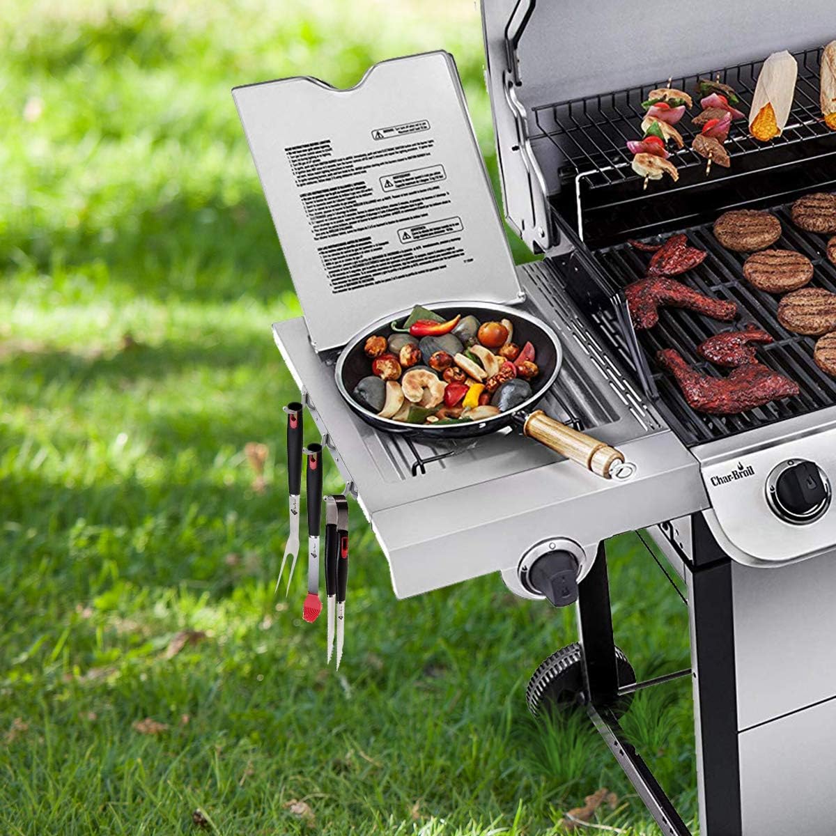 AIEVE Grill Hooks for Utensils, 2 Pack Heavy Duty BBQ Utensil Holder Grill Hanger Hooks Organizer for Char Broil Gear Trax System for Hanging Grilling and Cooking Utensils Outdoor Barbecue Tools : Garden & Outdoor