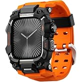 ULTIMAL Rugged Case with Band for Apple Watch 46mm,Compatible with Apple Watch Series 11/10, Military Grade Shockproof Bumper Cover for iWatch Tactical Band Men (Orange, 46mm)