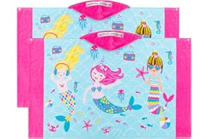 VOOVA & MOVAS Hooded Towels for Kids 2PC Set | 30''X50'' Oversized Bath Towels with Hood & Cotton Bathrobe for Toddlers 3T-10 Years, Perfect for | Pool | Birthday, Mermaid Theme