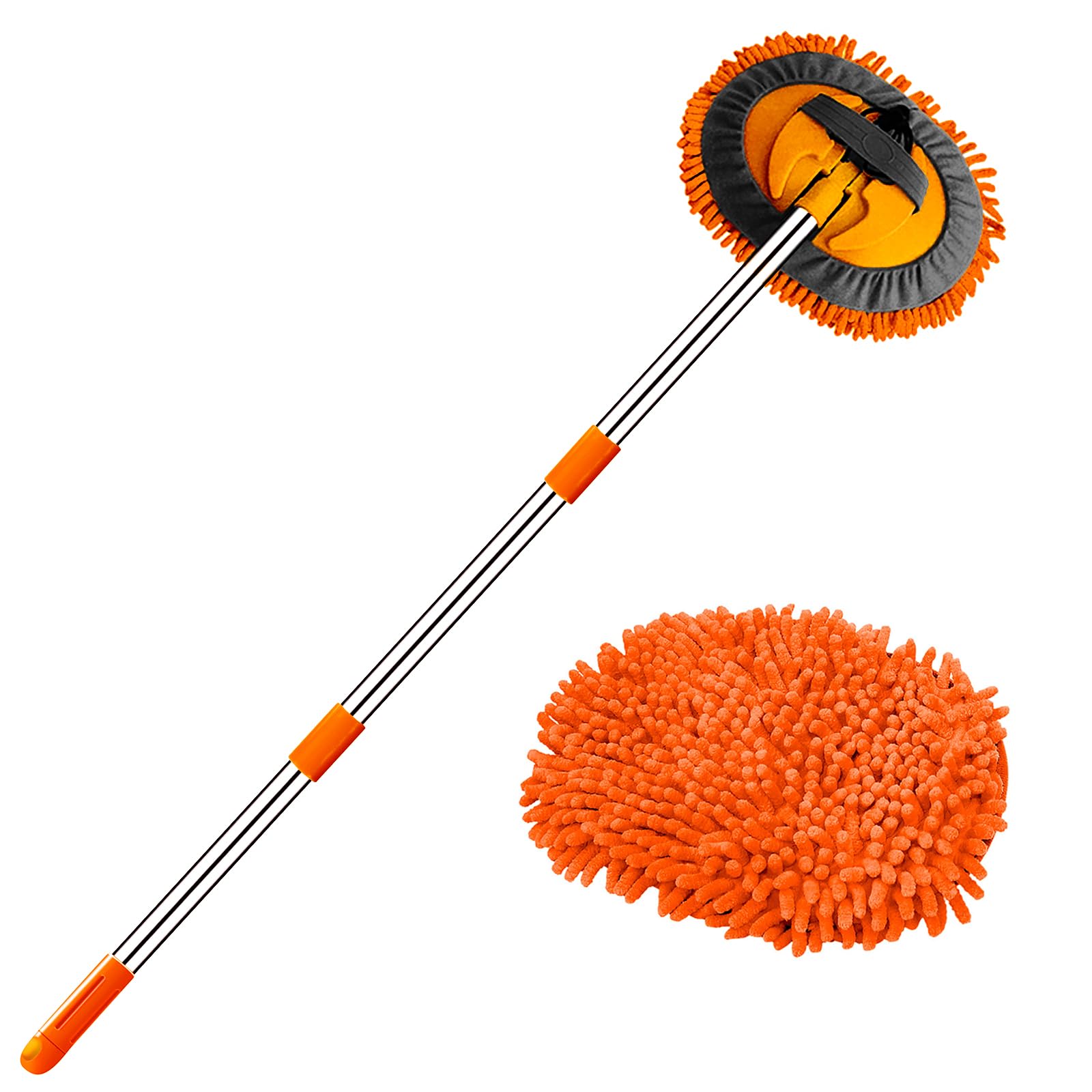 Photo 1 of WillingHeart 47.5" Car Wash Brush Mop Cleaning Tool with Long Handle Kit for Washing Detailing Cars Truck, SUV, RV, Trailer, Boat 2 in 1 Chenille Microfiber Sponge Duster Not Hurt Paint Scratch Free