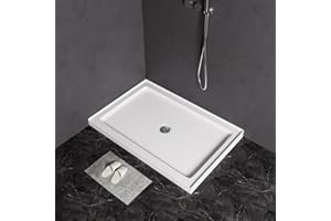 MORVANO 48" X 32" Shower Base with Center Drain,Single Threshold Shower Pan Kit Non-Slip in White, Central Drain with Stainess Steel Cover (Drain included)