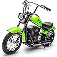 Hetoy Electric Motorcycle for Kids, 24V 250W Teens Electric Dirt Bike, Two Speed Max Up to 14MPH & 60 Minutes Continuous, with Led Lights, Leather Seat, Rear Brake,Motorbike for Teens, Green