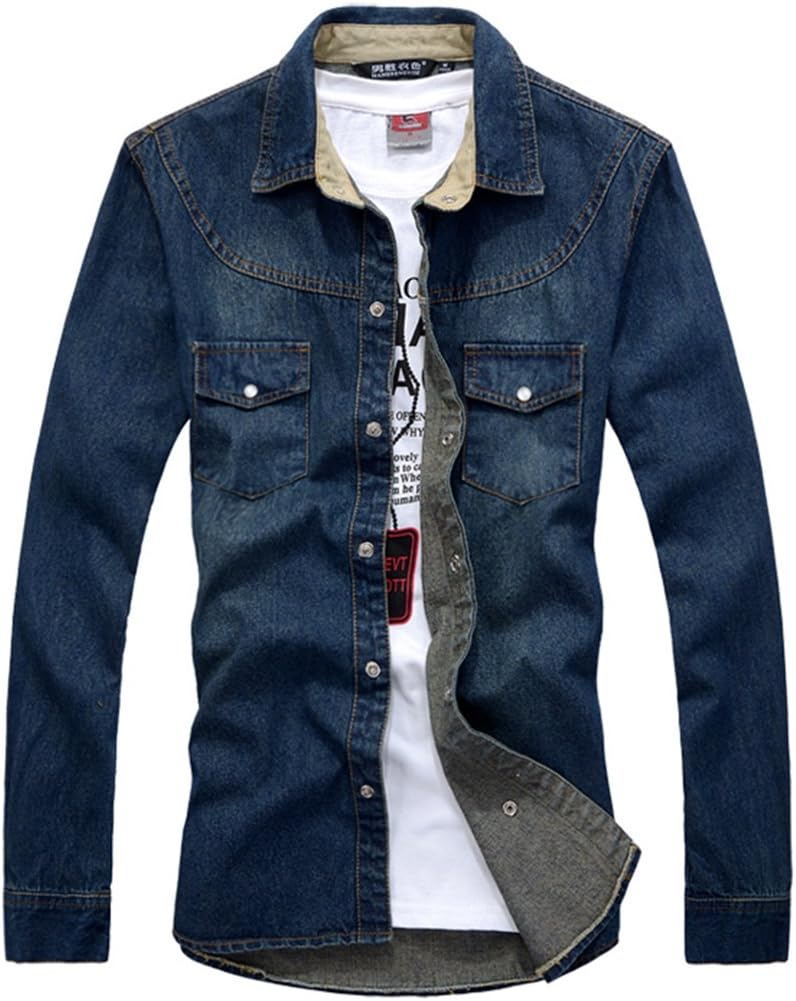 Men's Long Sleeve Shirt, Denim