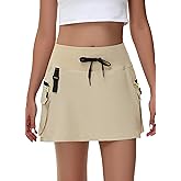 JWM Women's Hiking Skorts Skirts with Zipper Pockets Cargo Golf Quick Dry Tummy Control High Waisted Dressy Casual Skort